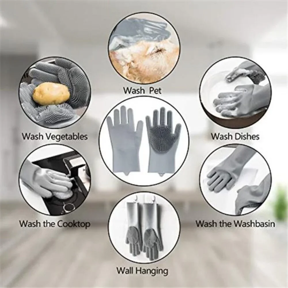 Pet Grooming Gloves - Gentle Dog Bathing Shampoo Brush - Massage Mitt with